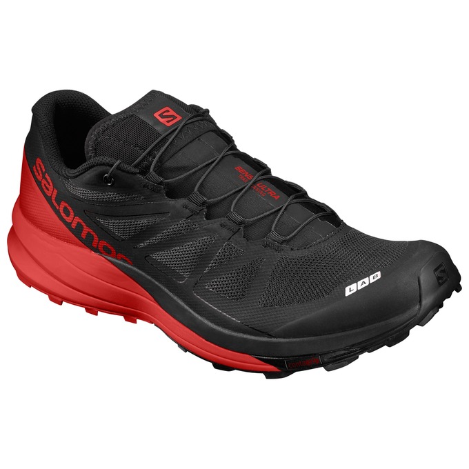 Salomon Israel S/LAB SENSE ULTRA - Mens Trail Running Shoes - Black/Red (RYEF-68103)